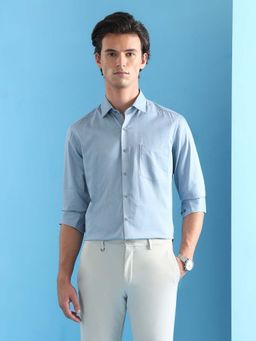 Arrow - Men Blue Self Design Formal Shirt
