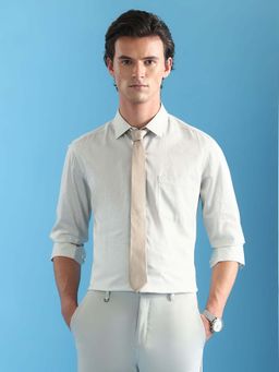 Arrow - Men Grey Self Design Formal Shirt