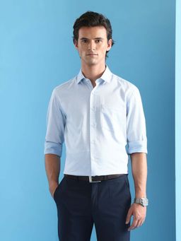Arrow - Men Blue Self Design Formal Shirt