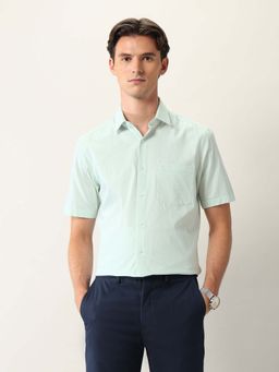Arrow - Men Aqua Self Design Formal Shirt