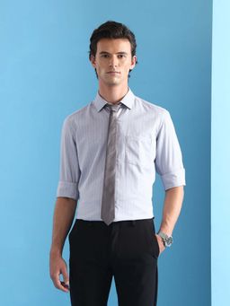 Arrow - Men Grey Stripes Formal Shirt