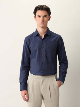 Arrow - Men Navy Blue Self Design Formal Shirt