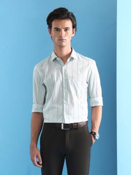 Arrow - Men Green Stripes Formal Shirt