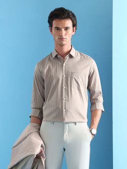 Arrow - Men Brown Stripes Formal Shirt