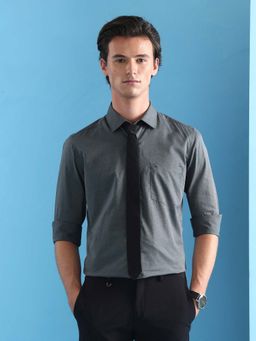 Arrow - Men Grey Self Design Formal Shirt