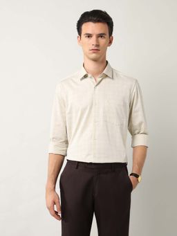 Arrow - Men Beige Checks Formal Shirt