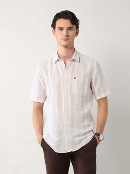 Arrow Sports - Men Beige Stripes Casual Shirt