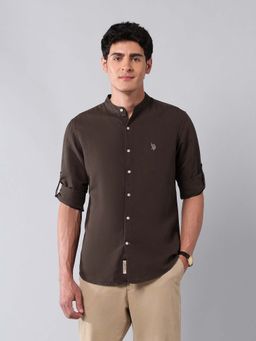U.S. Polo Assn. Denim Co. - Men Brown Solid Casual Shirt