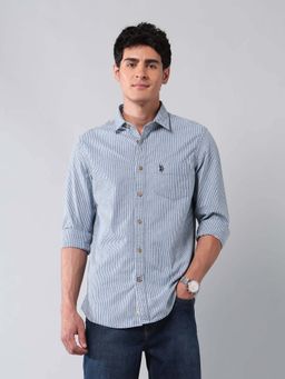 U.S. Polo Assn. Denim Co. - Men Blue Stripes Casual Shirt
