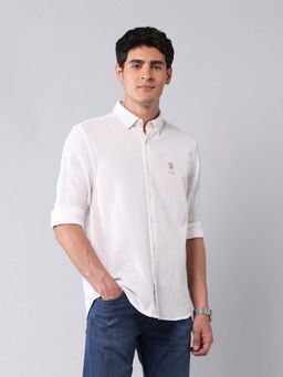 U.S. Polo Assn. Denim Co. - Men White Solid Casual Shirt