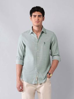 U.S. Polo Assn. Denim Co. - Men Green Solid Casual Shirt