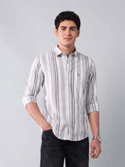 U.S. Polo Assn. Denim Co. - Men Grey Stripes Casual Shirt
