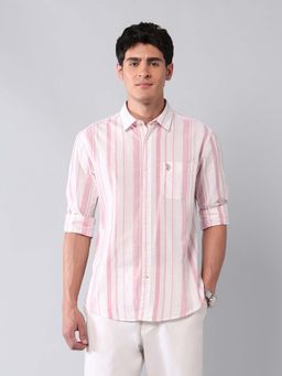U.S. Polo Assn. Denim Co. - Men Pink Stripes Casual Shirt