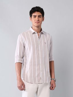U.S. Polo Assn. Denim Co. - Men Beige Stripes Casual Shirt