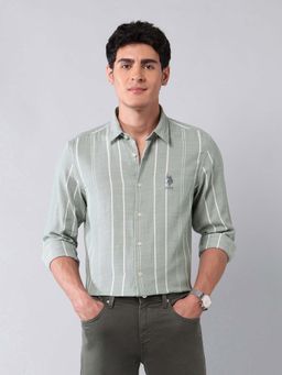 U.S. Polo Assn. Denim Co. - Men Green Stripes Formal Shirt