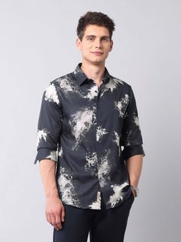 U.S. Polo Assn. Denim Co. - Men Navy Blue Abstract Casual Shirt
