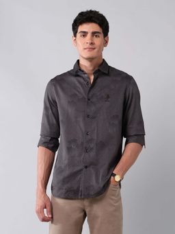 U.S. Polo Assn. Denim Co. - Men Grey Self Design Casual Shirt