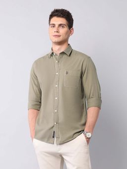 U.S. Polo Assn. Denim Co. - Men Olive Solid Casual Shirt