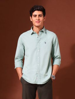 U.S. POLO ASSN. - Men Green Solid Casual Shirt