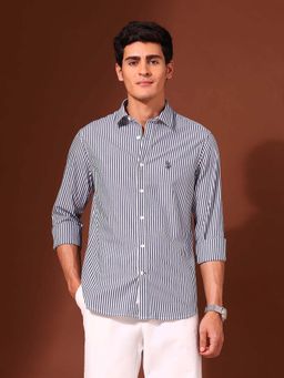 U.S. POLO ASSN. - Men Navy Blue Stripes Casual Shirt