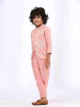 Neha Gursahani - Peach Embroidered Jacket With Pant