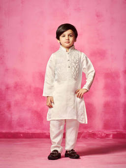 Neha Gursahani - Embroidered Ivory Kurta With Pant