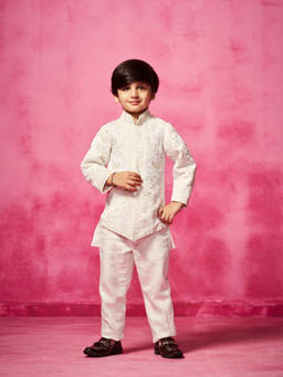 Neha Gursahani - Ivory Embroidered Jacket With Pant