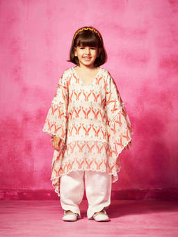 Neha Gursahani - Printed Pink Kaftan With Pant