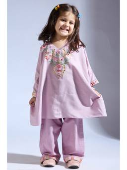 Neha Gursahani - Embroidered Lavender Kaftan With Pant