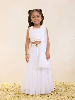 Neha Gursahani - Ivory Embroidered Lehenga With Choli And Dupatta