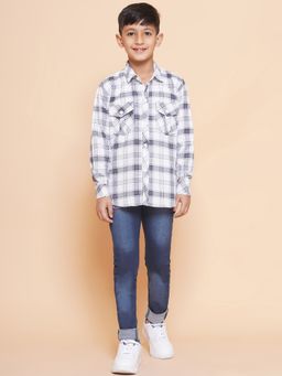 AJ Dezines - Boys Checks Shirt & Jeans -White (Set of 2)