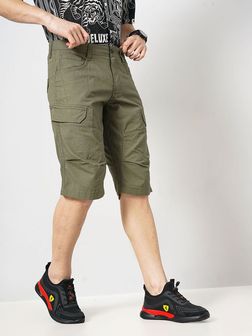 Mens Shorts Celio Short Cargo Buy CELIO Men Olive Solid Loose Fit