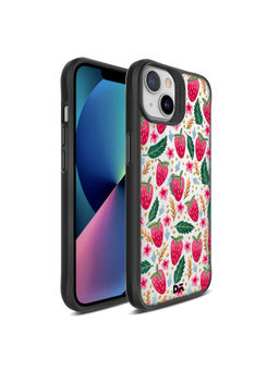 DailyObjects - Strawberry Bloom Black Hybrid Clear Case Cover for iPhone 13 Mini 5.4 inch