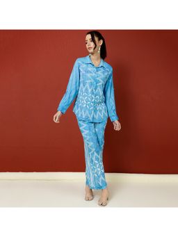 Jaipur Kurti - Blue Womens Hand Bagru Printed Co-Ord (Set of 2)
