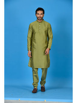 Simaaya - Premium Quality Silk Made Kurta and Churidar for Men- Green (Set of 2)
