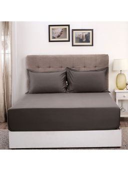 Maspar - Vintage Melina Solid Falcon 400 TC Cotton King Bed Sheet With 2 Pillow Covers