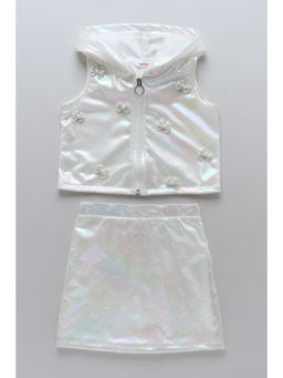 Taffy - Off White Holographic Party Co-Ord (Set of 2) (4-5 Years)