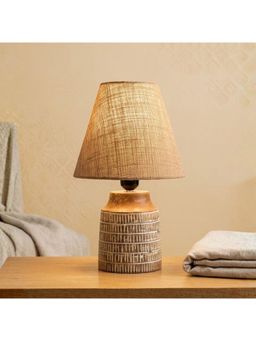 Akira Furnishings - Whitewashed Mango Wood Lamp with Jute Shade