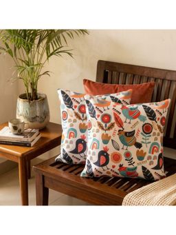 Akira Furnishings - Chirpy Birds Cushion Cover (Pack of 2) (16x16 inches)