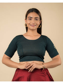 BINDIGASM'S ADVI - Tia Embroidery Motif Gold Silver Stretchable Green Stitched Blouse