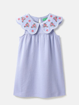 United Colors of Benetton - Purple Peter Pan Collar Embroidered Dress