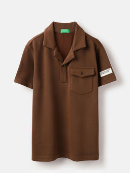 United Colors of Benetton - Brown Camp Solid Polo T-Shirt