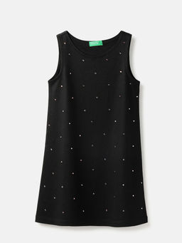 United Colors of Benetton - Black Round Neck Embellished Dress