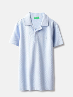 United Colors of Benetton - Blue Chevron Polo T-Shirt