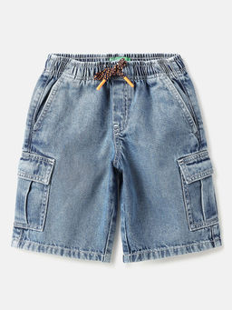 United Colors of Benetton - Blue Denim Solid Shorts