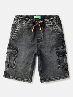 United Colors of Benetton - Grey Denim Solid Shorts