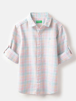 United Colors of Benetton - Multi-Color Spread Collar Checkered Shirt