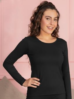 Chelvet - Black Thermo Cot Ultra Warm Full Sleeves Thermal Top