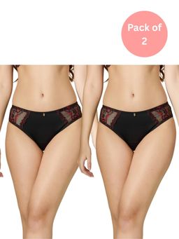 bodyline - Black Noir Polyamide Lace Mid-Rise Panty (Pack of 2)