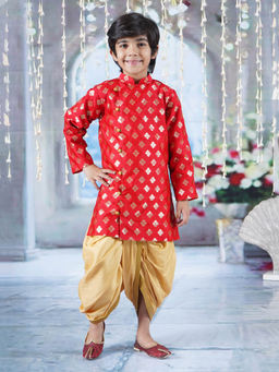 Little Bansi - Boys Cotton Floral Sherwani with Dhoti (Set of 2)